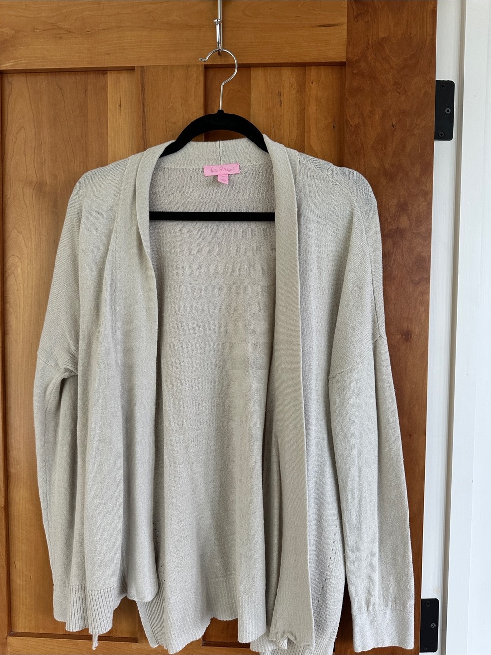 Lilly Pulitzer Light Beige Open-Front Cardigan